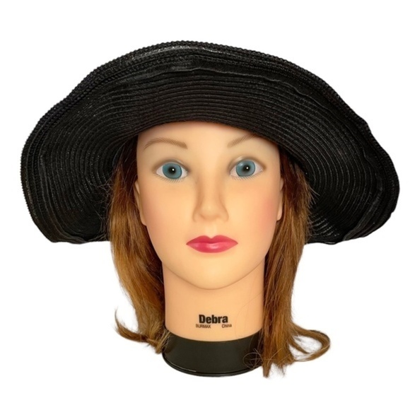 Eugenia Kim Vintage Black Woven Wide-Brim Sun Hat - Picture 2 of 10